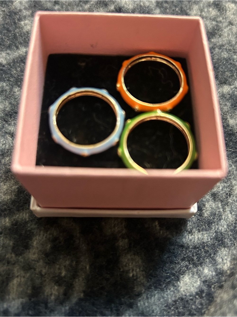 Colorful Stackable Rings - Orange, Green, Blue studded - Picture 2 of 3